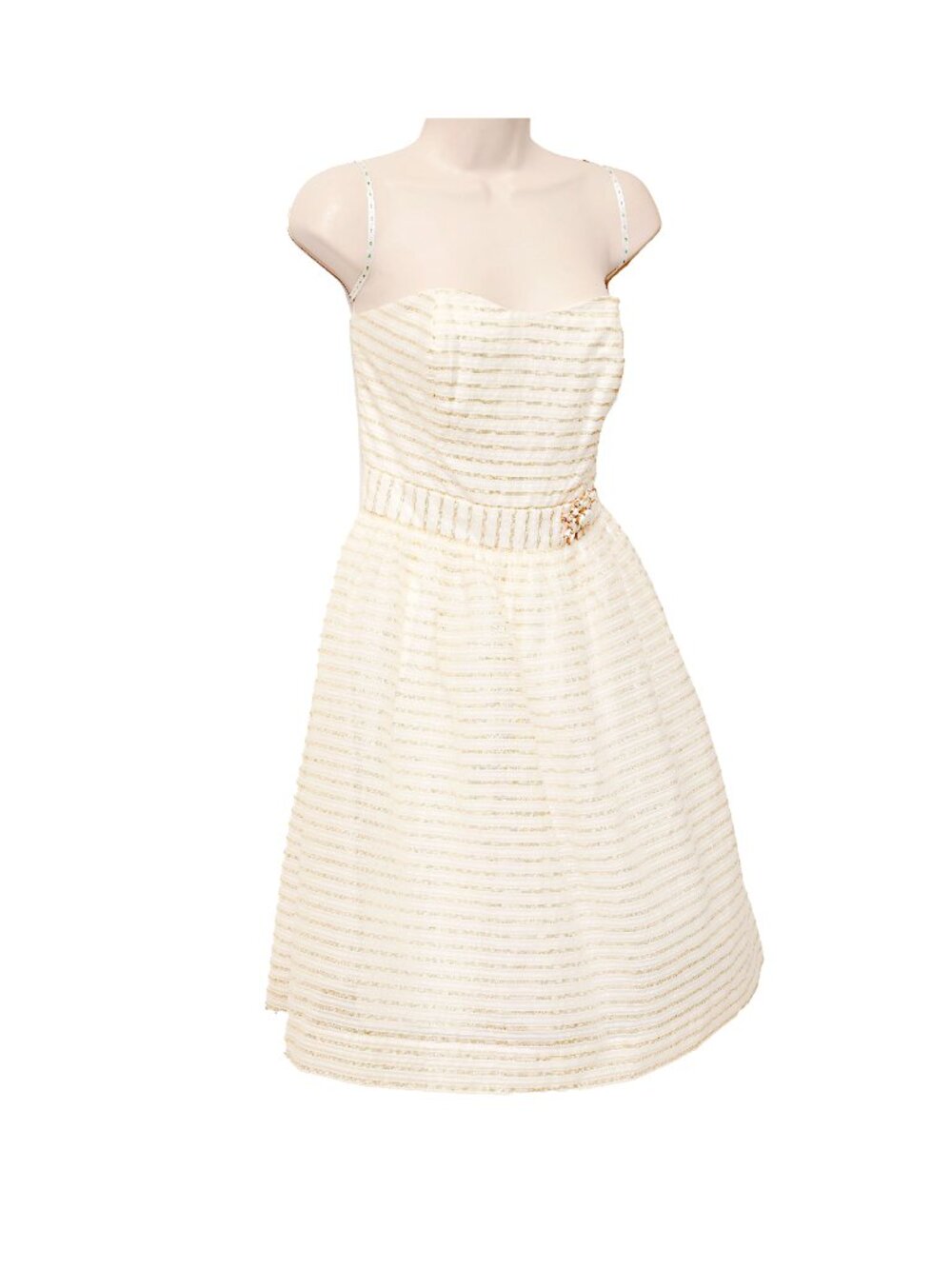 LILLY PULITZER White With Gold Threading Sweetheart Strapless Mini Dress Size 4 - Picture 7 of 10